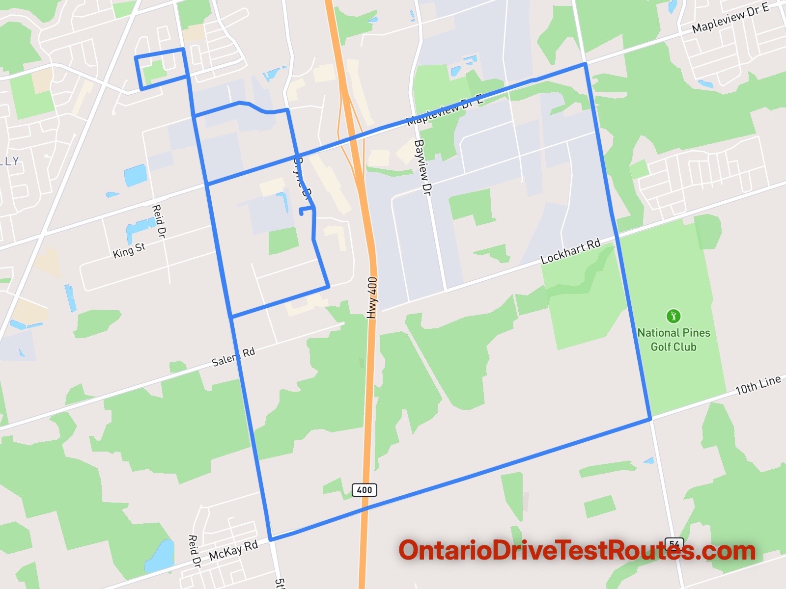 Barrie drive test route map