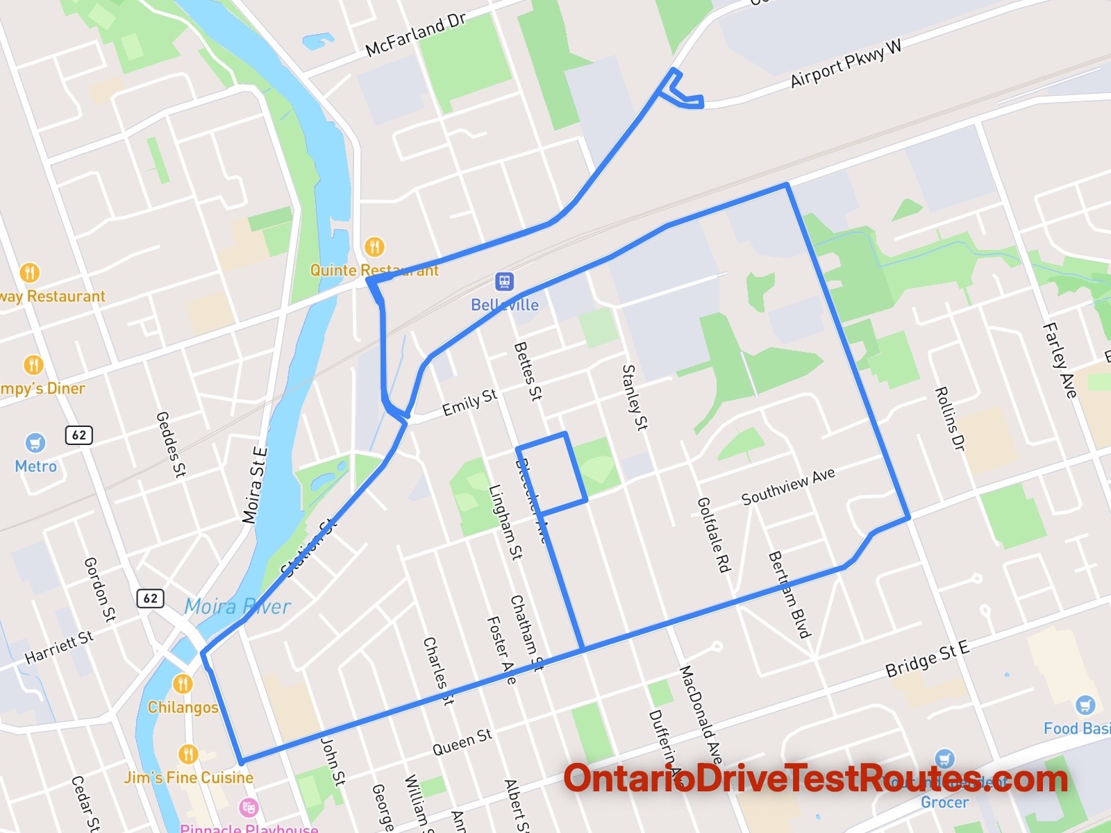 Belleville drive test route map