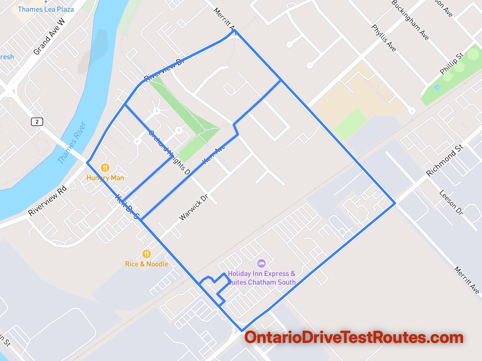 Chatham drive test route map