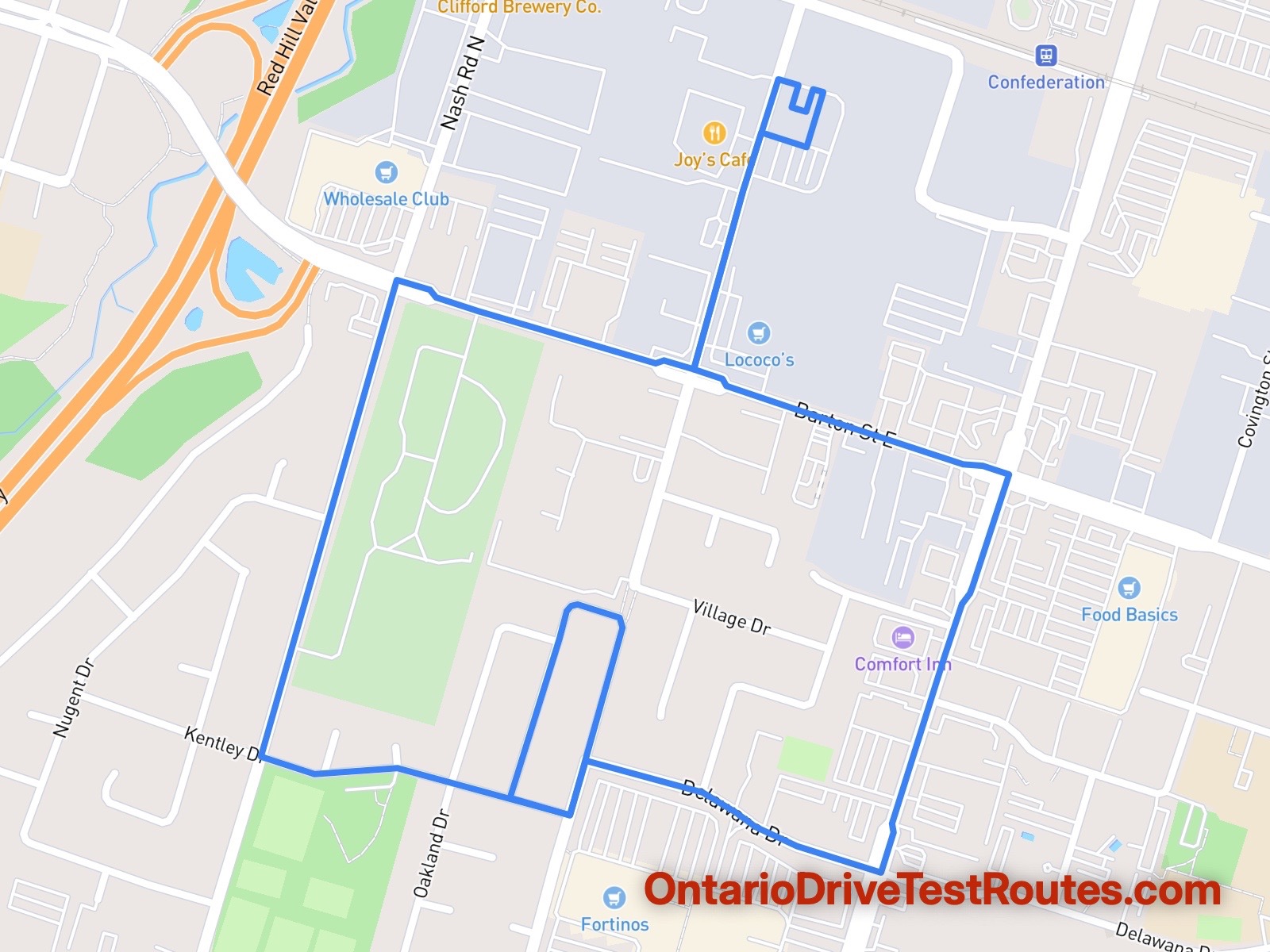 Hamilton drive test route map
