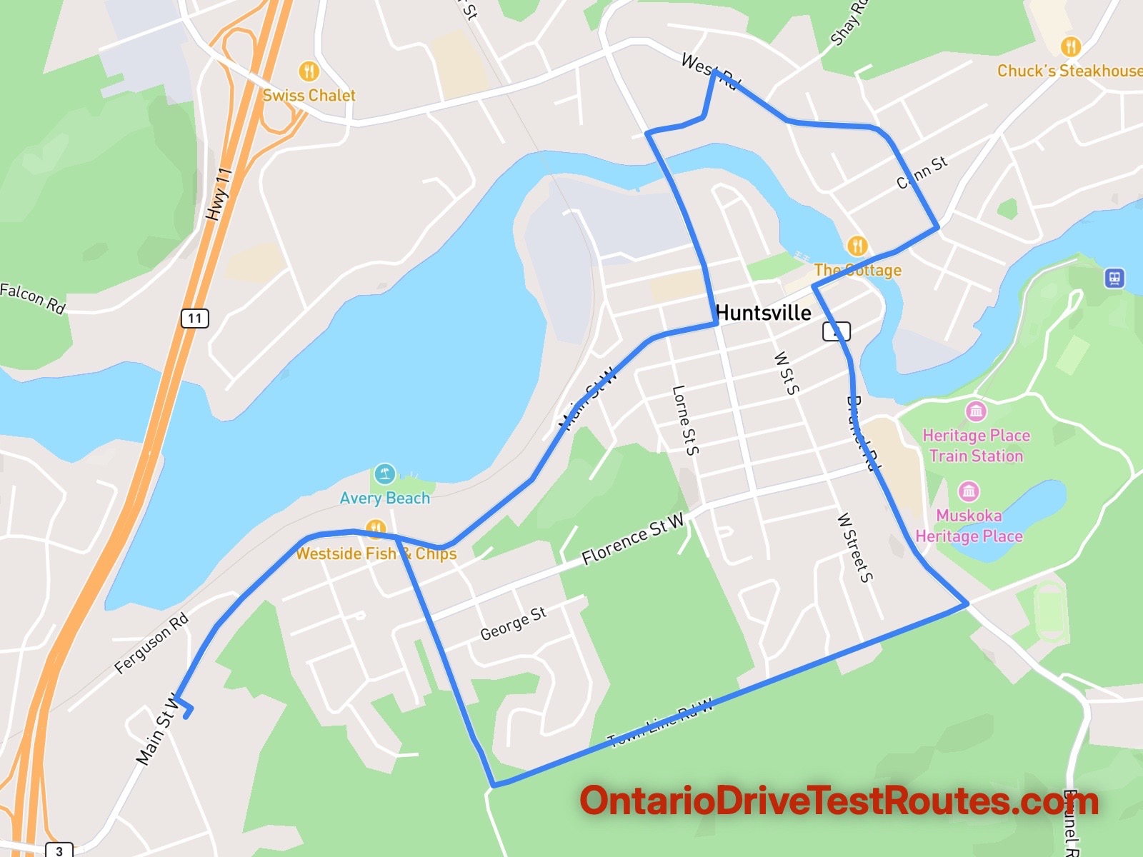 Huntsville drive test route map