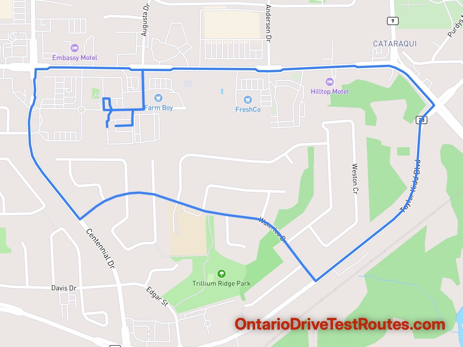 Kingston DriveTest drive test route map