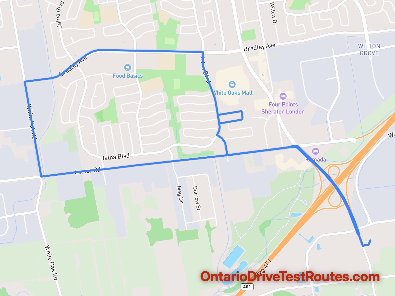 London drive test route map