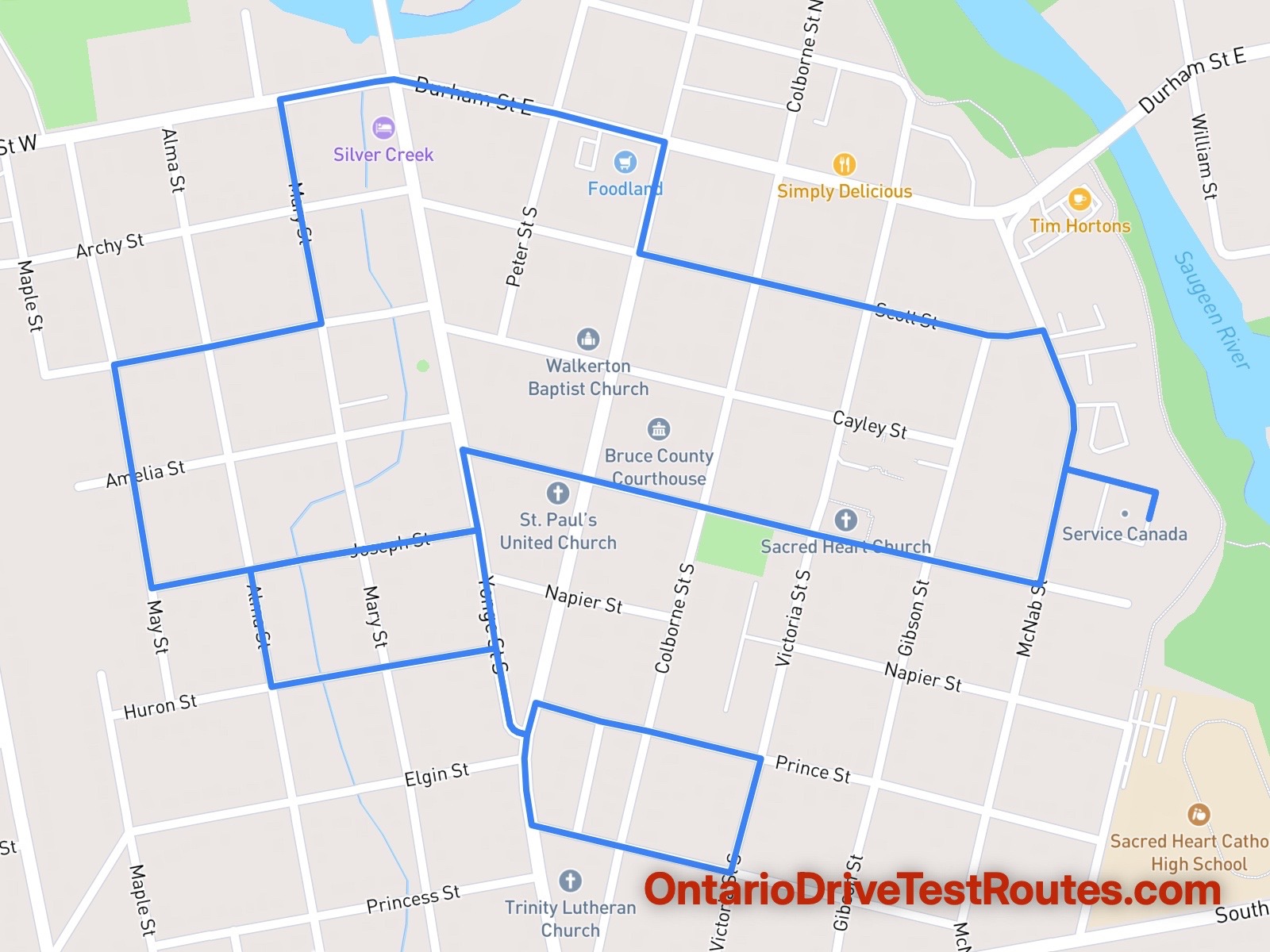 Walkerton drive test route map