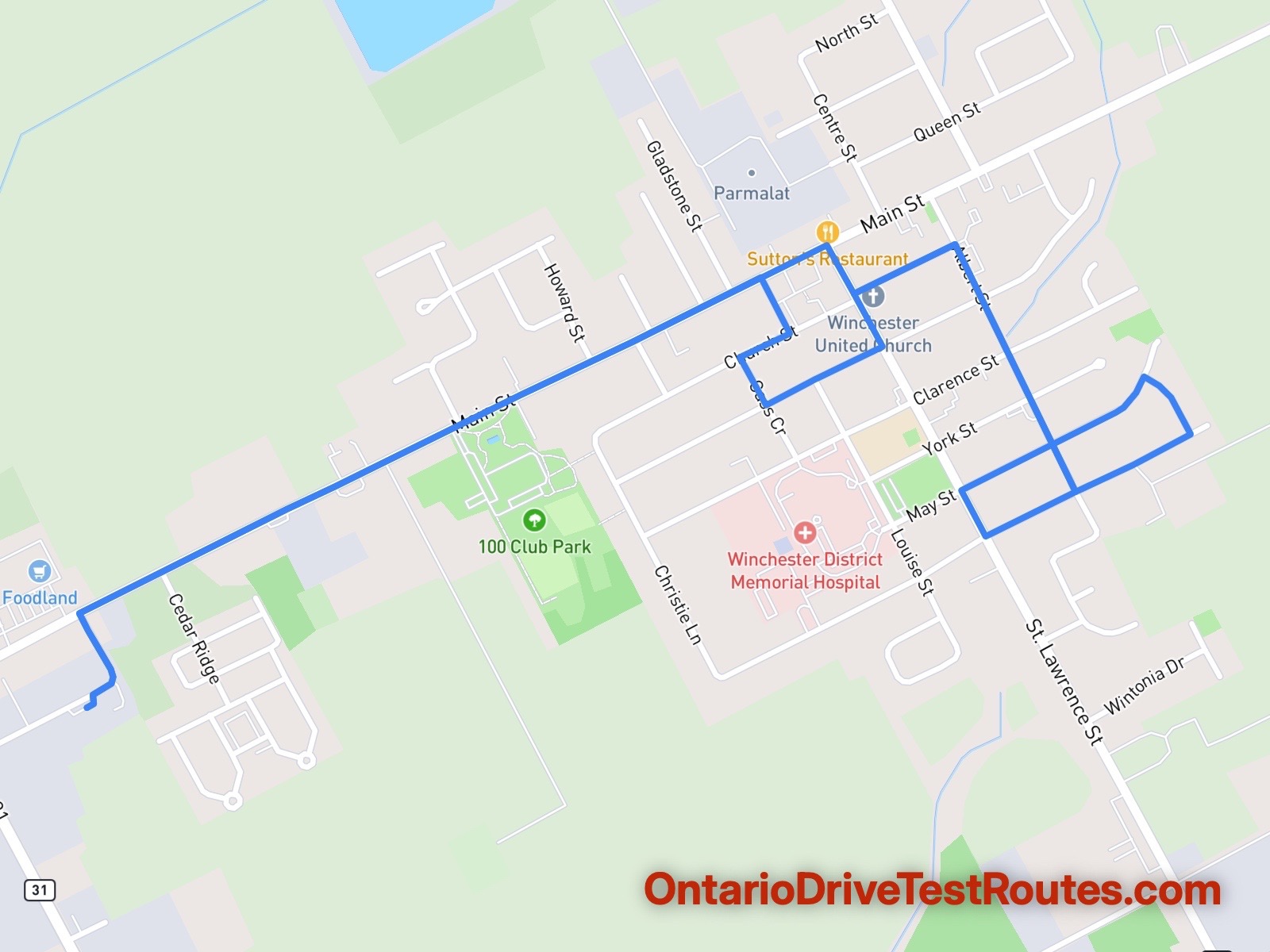 Winchester drive test route map